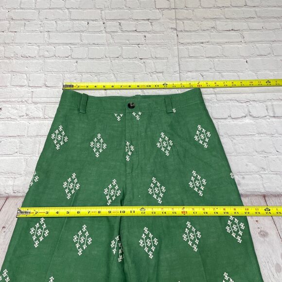 Zara Green Wide Leg Pants with White Pattern - Picture 2 of 16